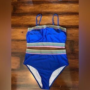 Blue Striped Swimsuit